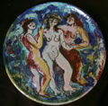 Tre grazie, anni ’50 ceramica, cm 46, Decorazone di Alberto Chiancone, piatto realizzato da Diana Franco